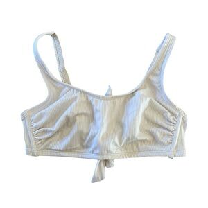 Wild Fable Women’s White Ribbed Classic Bikini Swim Top Size D/DD 8/10